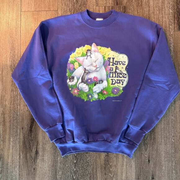 hanes Other - men’s vintage y2k 2002 cat crewneck